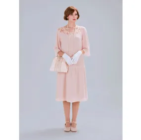 1920s Great Gatsby dress in nude with elbow length sleeves