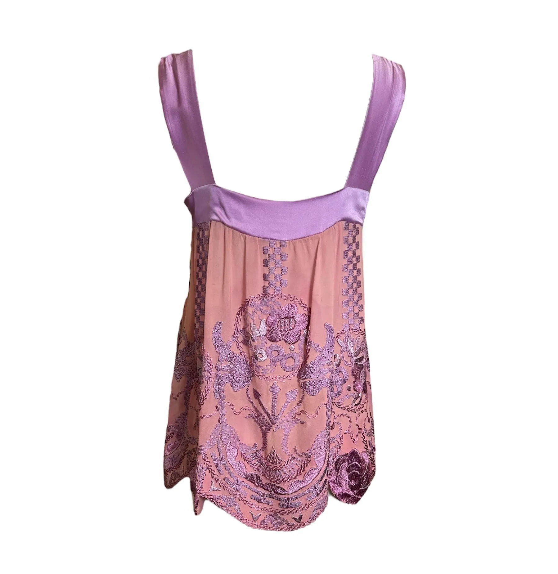 1920's Re-purposed Lavender Camisole with Hand-Embroidery