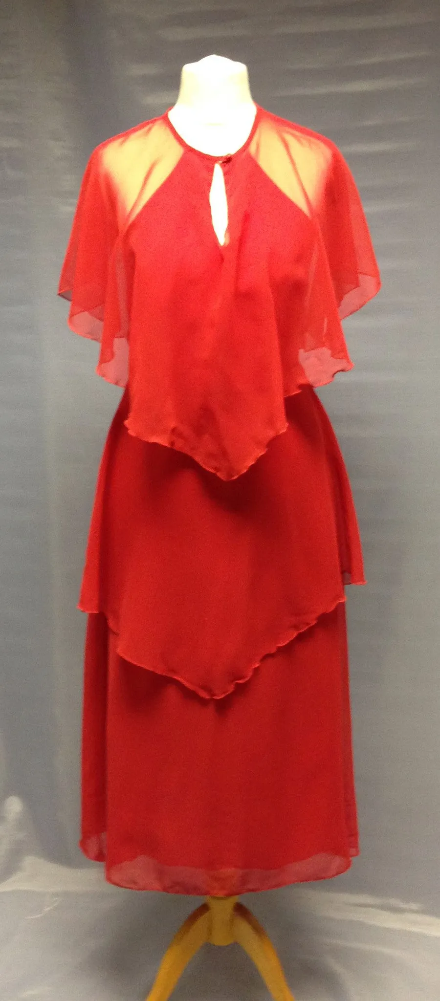 1930s Red Chiffon Evening Wear