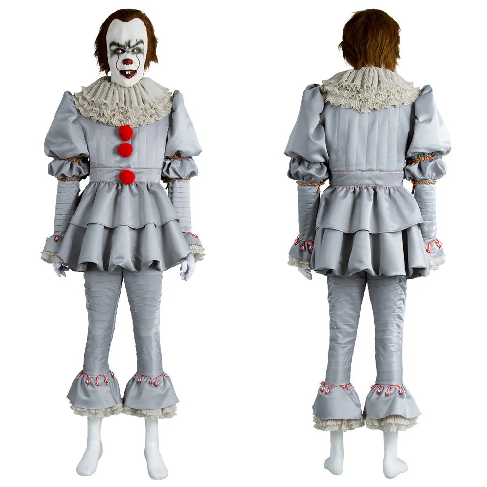 2017 IT Movie Pennywise The Clown Outfit Suit Halloween Cosplay Costume for Males Females