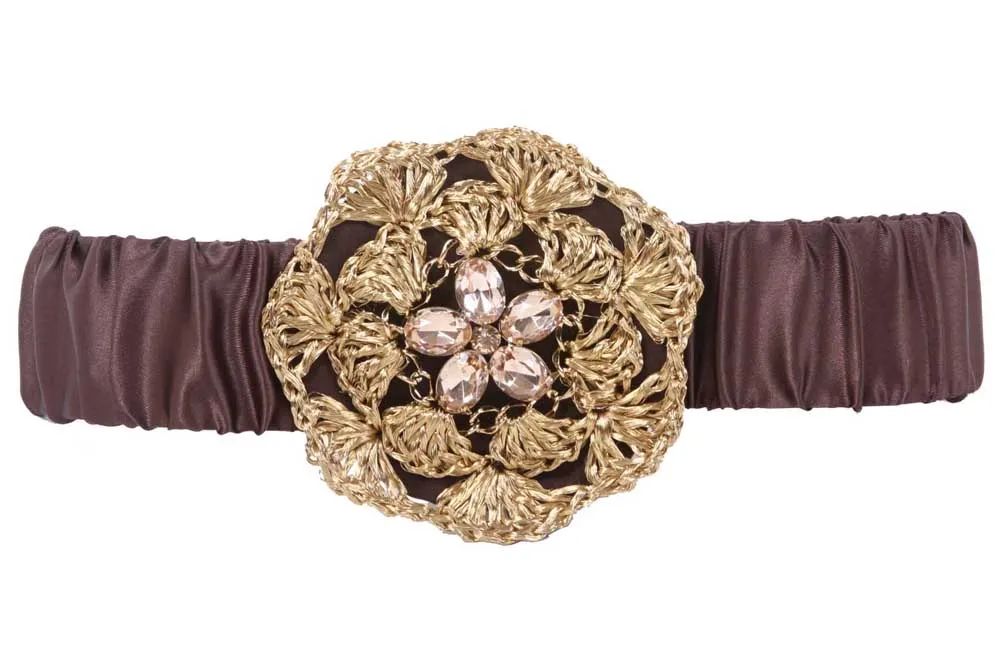 2" Wide Elastic High Waist Rhinestone Fashion Stretch Belt