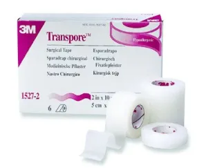 3M Transpore 1527-0 Medical Tape Water Resistant Plastic 1/2 Inch X 10 Yard Transparent NonSterile 1 Each