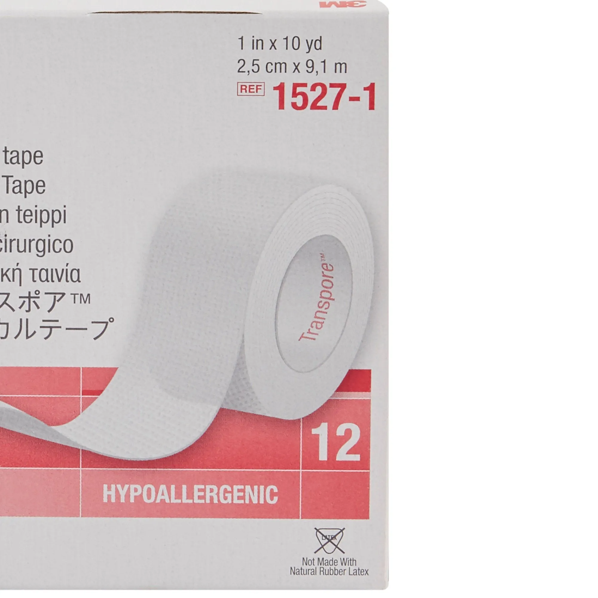 3M™ Transpore™ Plastic Medical Tape, 1 Inch x 10 Yard, Transparent, 1 Box of 12