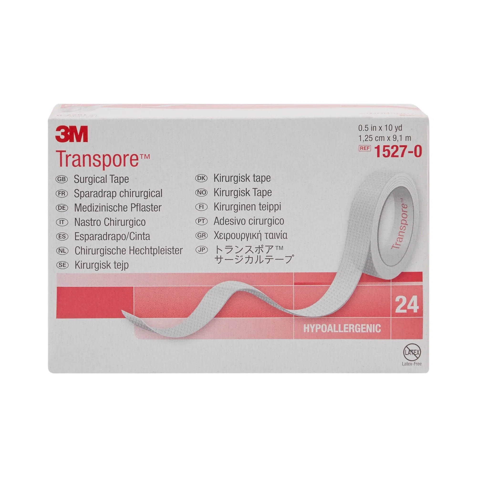 3M™ Transpore™ Plastic Medical Tape, 1/2 Inch x 10 Yard, Transparent, 1 Case of 240