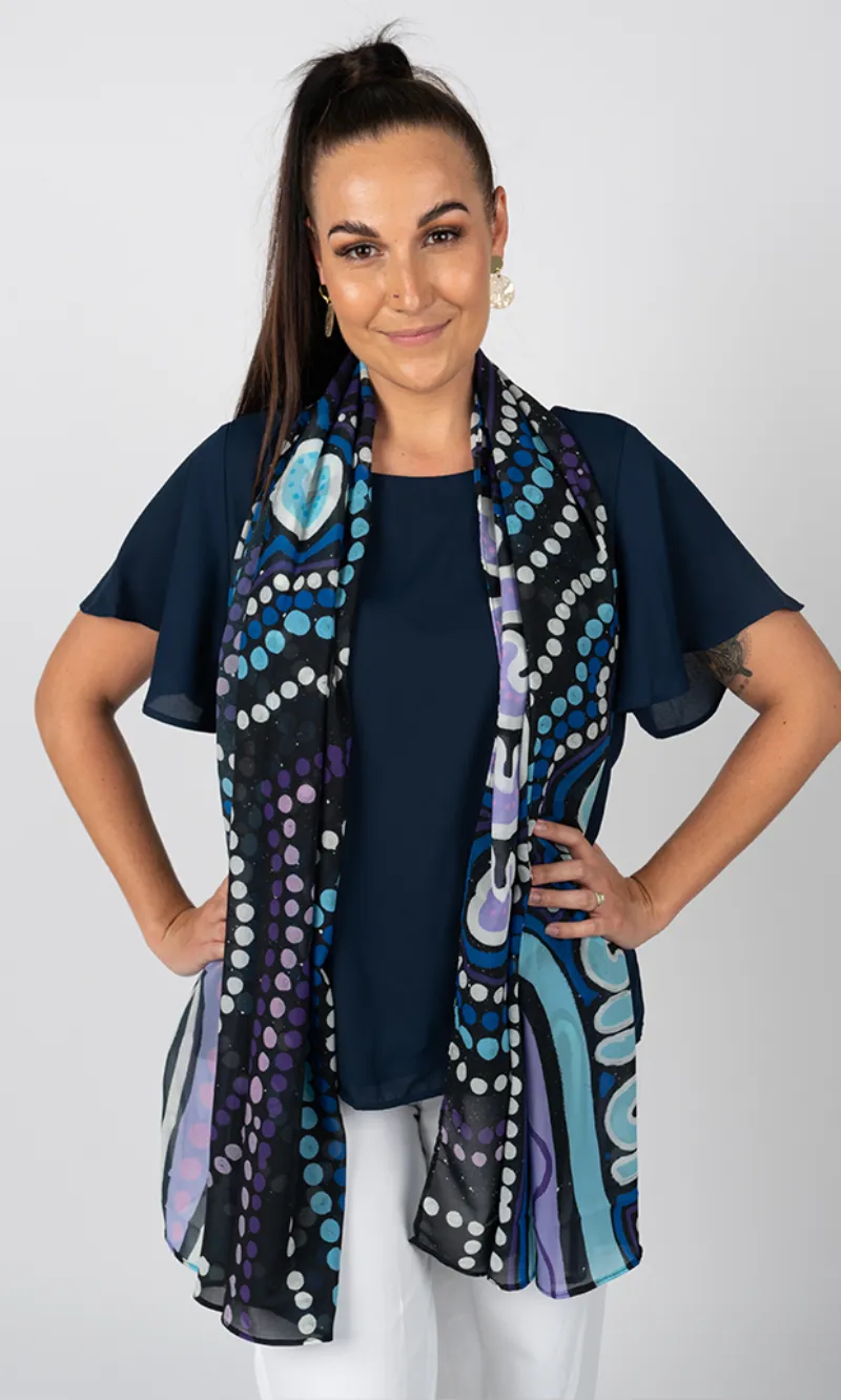 Aboriginal Art Scarf Koorrookee 'Grandmother'