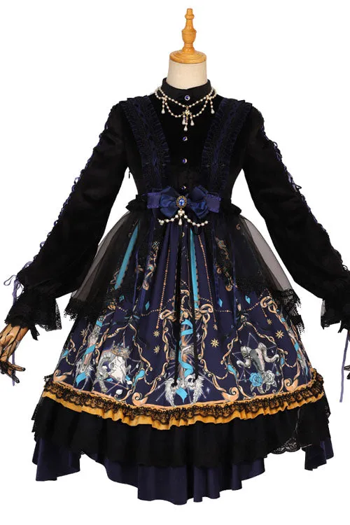 Black God's Salvation Long Sleeves Lace Ruffled Gothic Lolita OP Dress