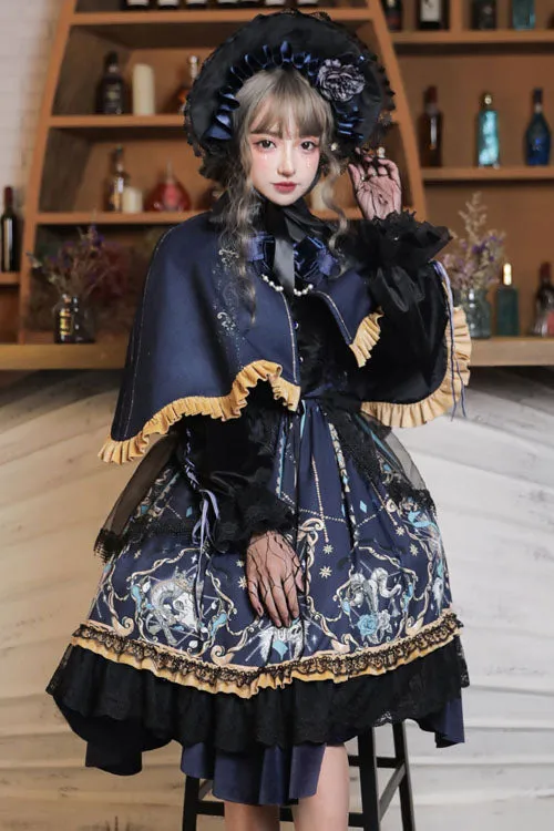 Black God's Salvation Long Sleeves Lace Ruffled Gothic Lolita OP Dress