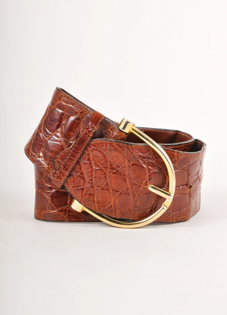 Brown and Gold Crocodile Style Belt