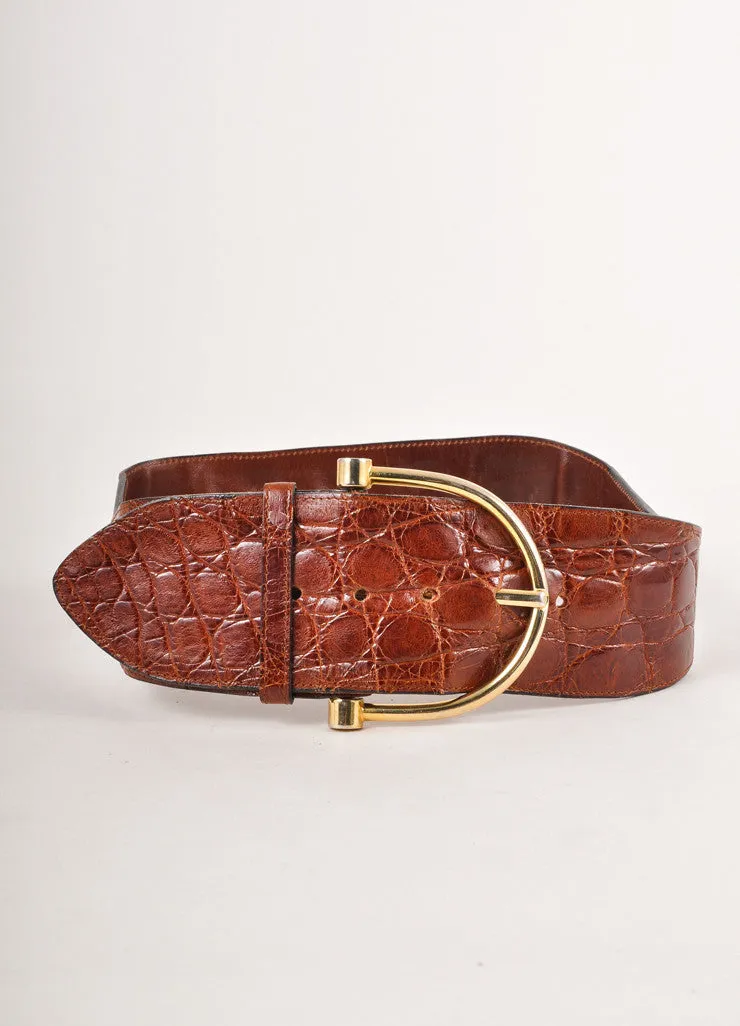 Brown and Gold Crocodile Style Belt