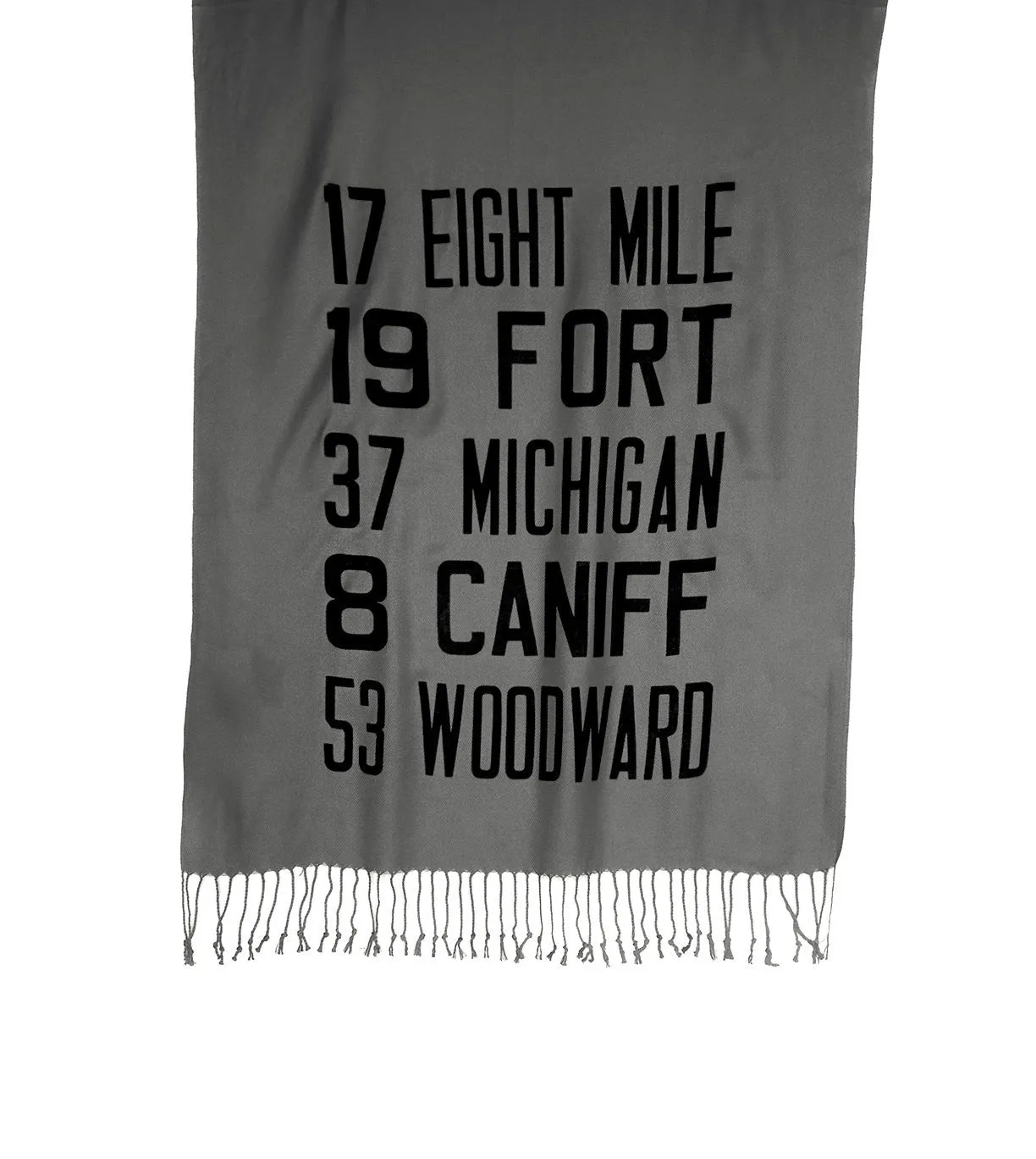 Bus Scroll Scarf: Detroit Main Routes linen weave pashmina