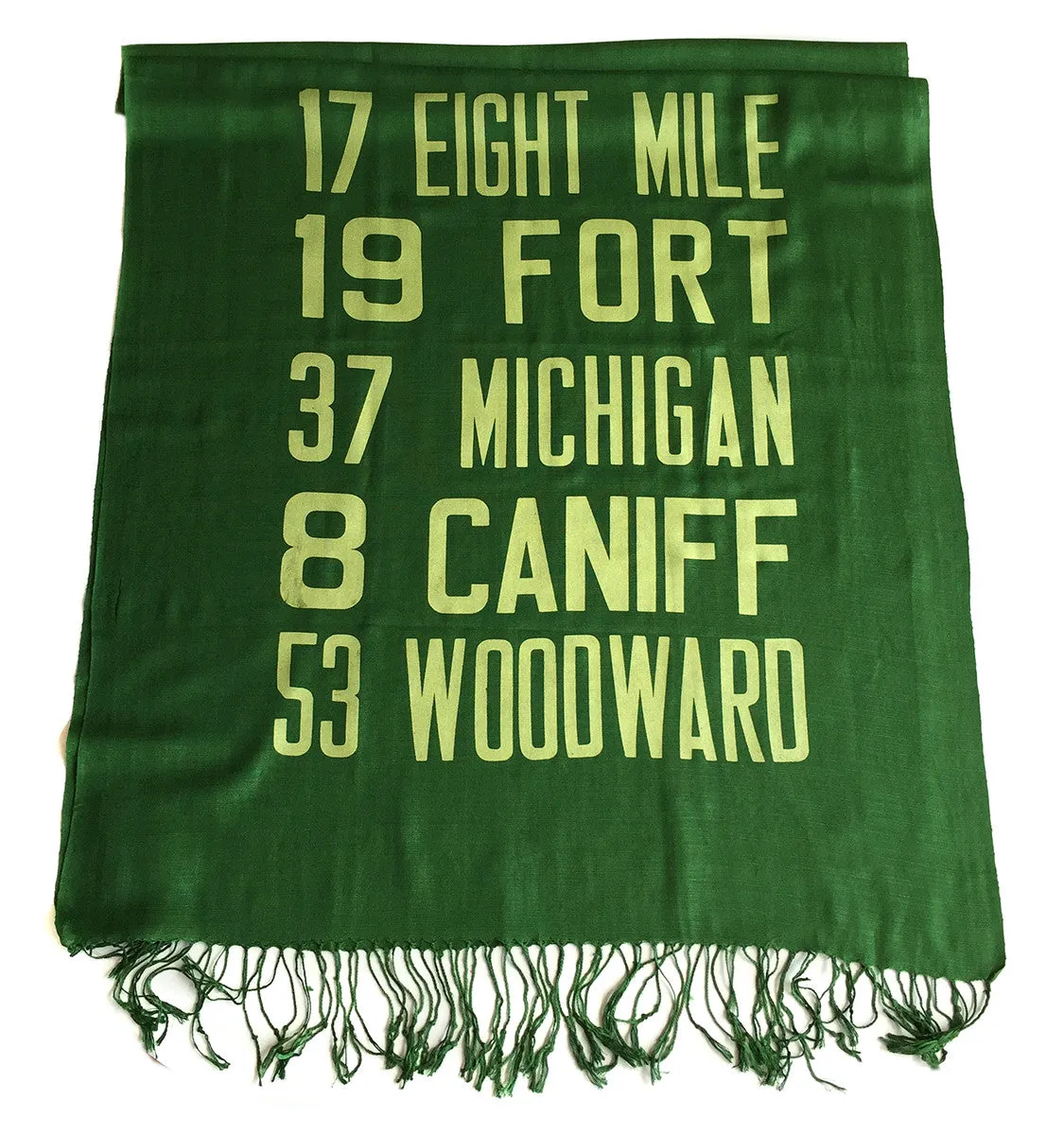 Bus Scroll Scarf: Detroit Main Routes linen weave pashmina