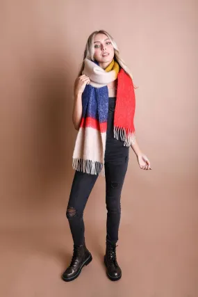 Color Block Soft Faux Mohair Scarf