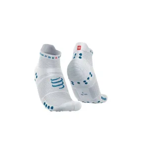 Compressport Pro Racing Socks V4.0 Ultralight Run Low - White/Flord Blue