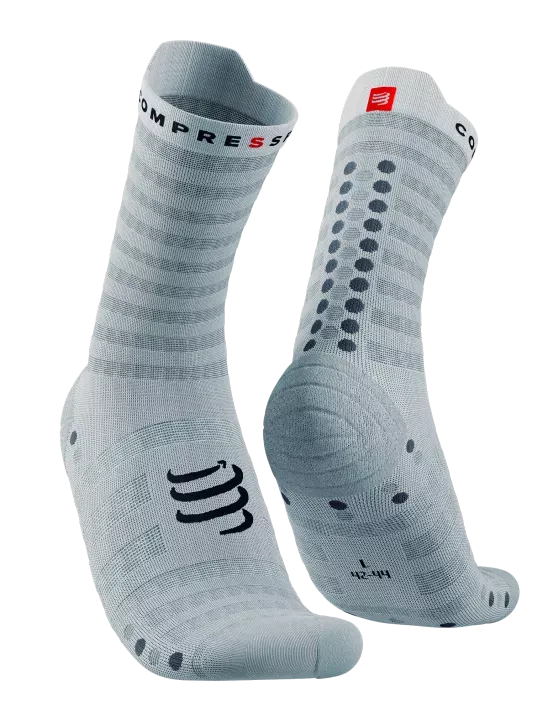 Compressport Unisex's Pro Racing Socks v4.0 Ultralight Run High - White/Alloy