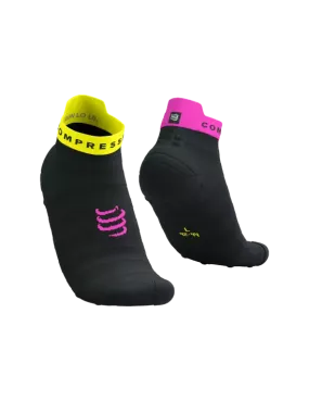 Compressport Unisex's Pro Racing Socks v4.0 Ultralight Run Low - Black/Safe Yellow/Neo Pink