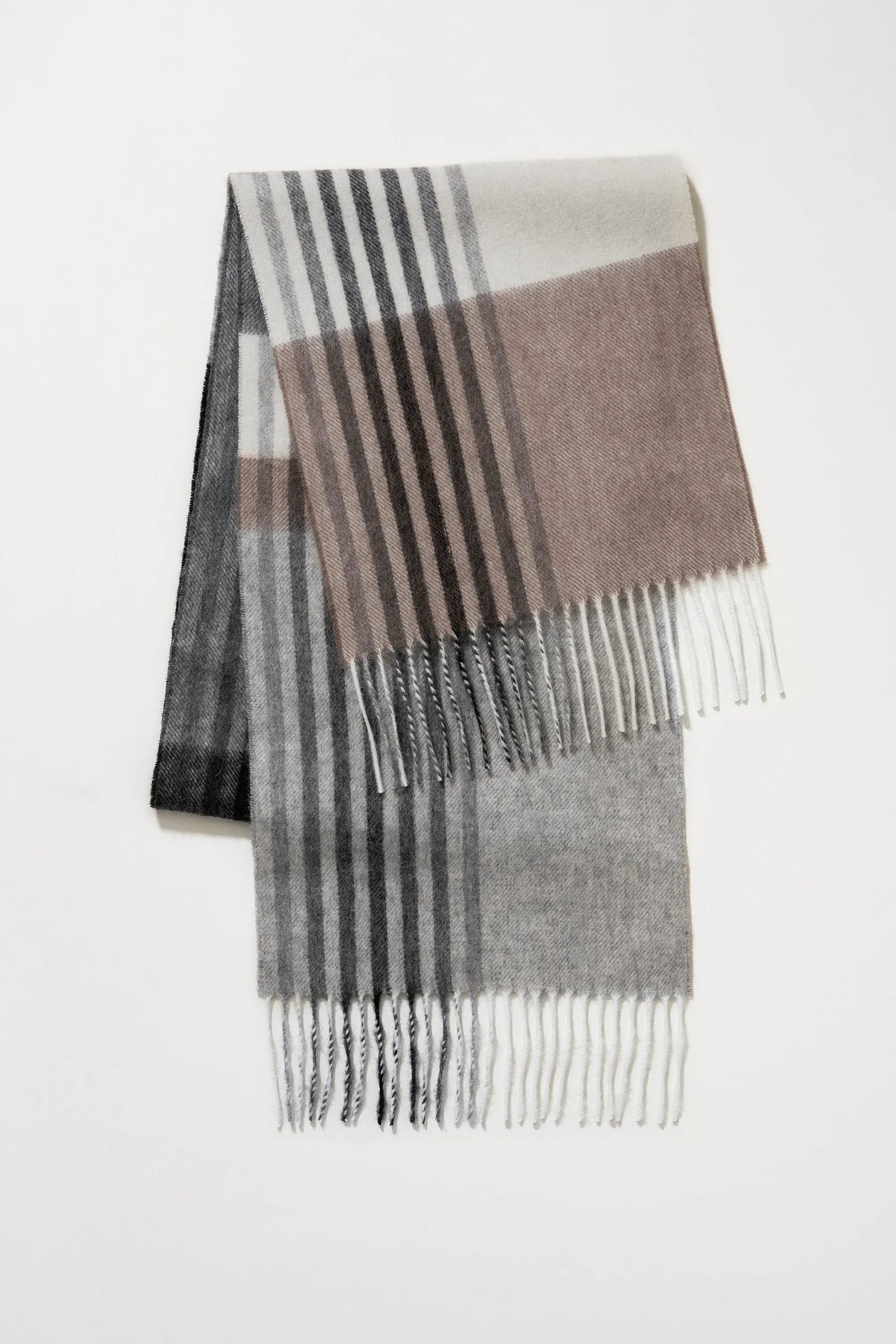 Contemporary Check Lambswool Scarf - Monochrome