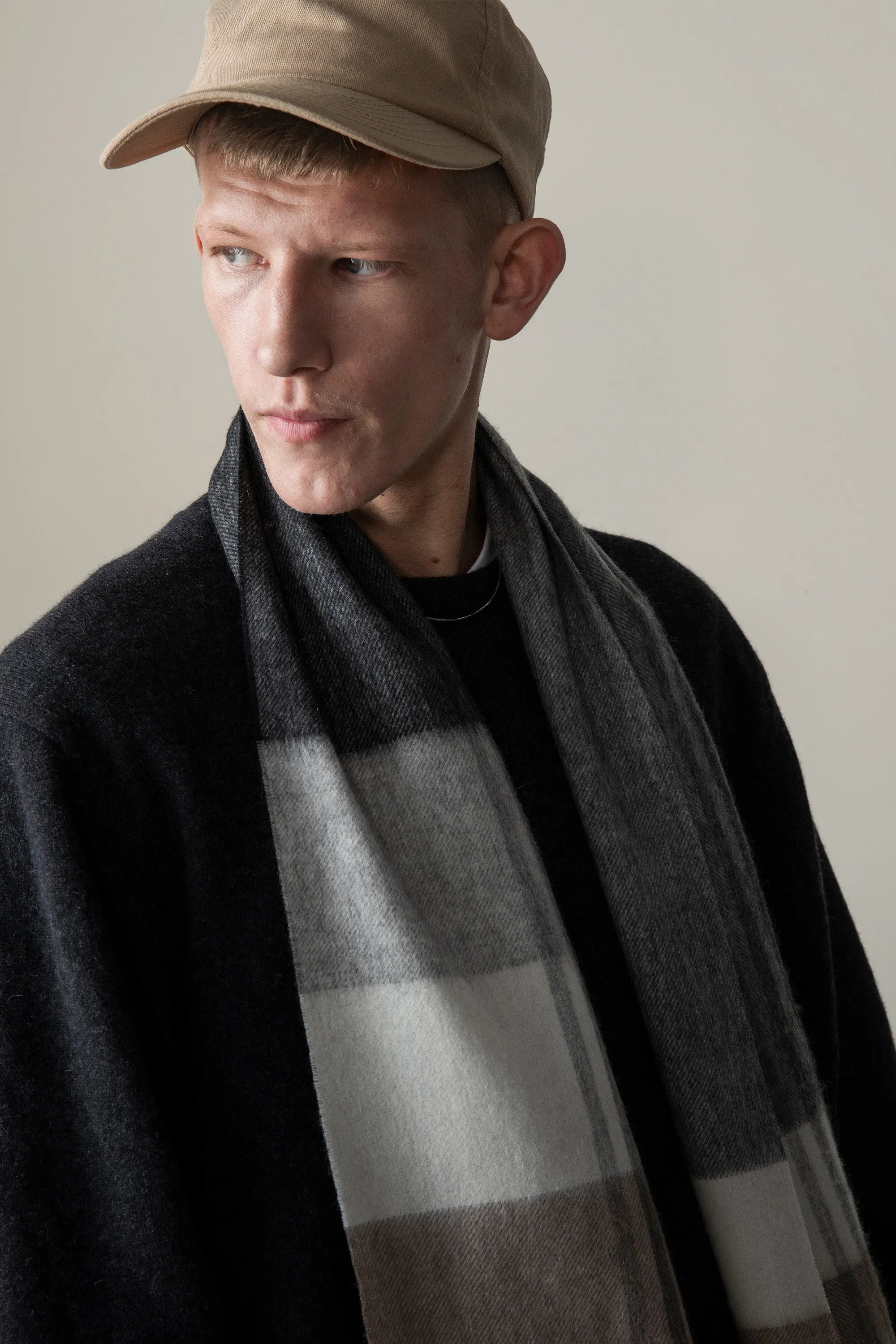 Contemporary Check Lambswool Scarf - Monochrome