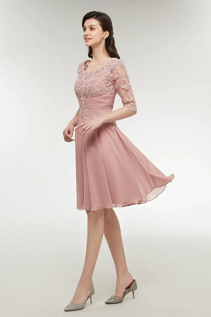 Dusty Rose Half Sleeve Mother of the Bride Dresses