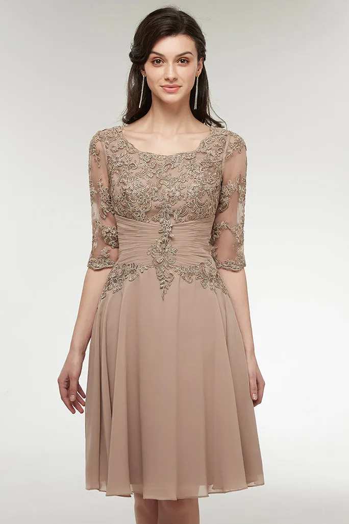 Dusty Rose Half Sleeve Mother of the Bride Dresses