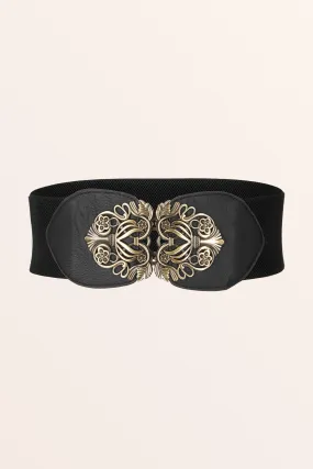 Elastic Vintage Buckle Belt - Black