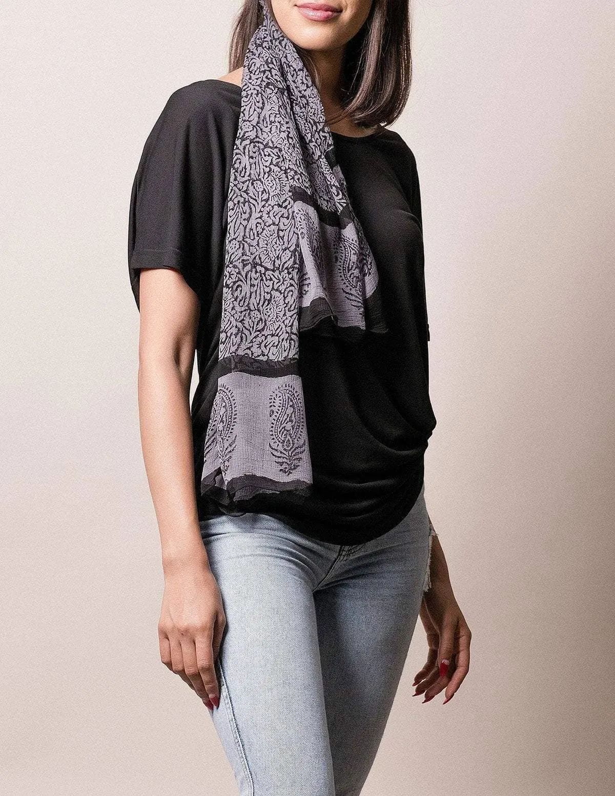 Fair Trade Jesari Scarf - Charcoal Black