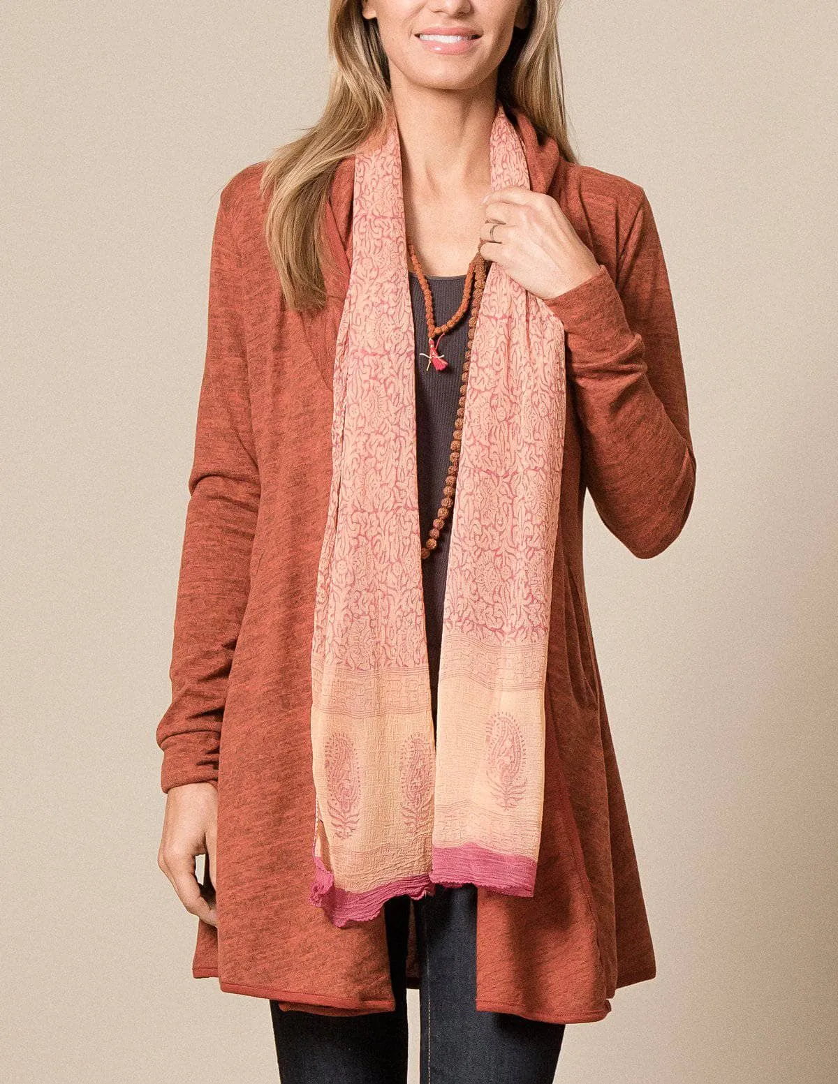 Fair Trade Jesari Scarf - Mango Peach