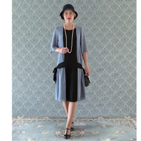 Fun grey and black flapper dress with side bows