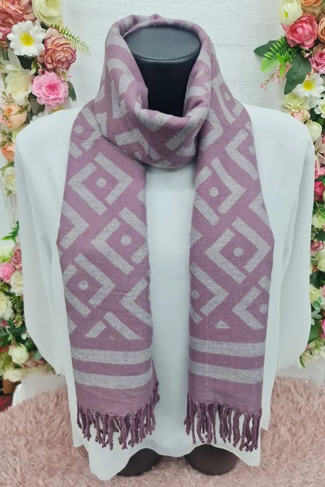 Geometric Print Soft Tassel Scarves