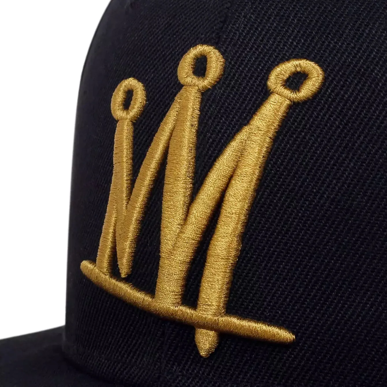 Golden Crown Black Snapback Cap