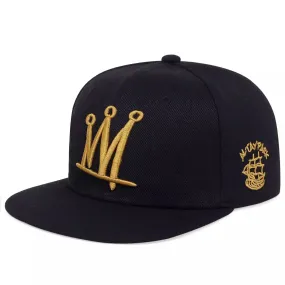 Golden Crown Black Snapback Cap