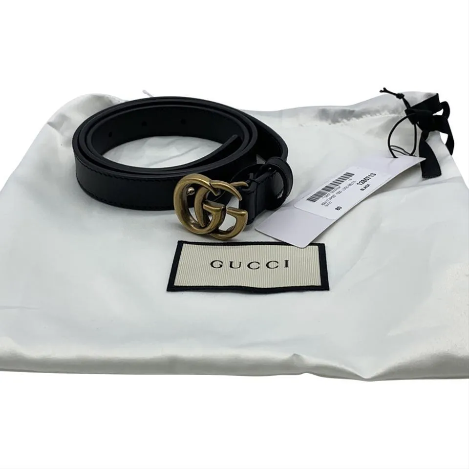 Gucci Black Marmont Gg Thin Leather 85 34 Belt