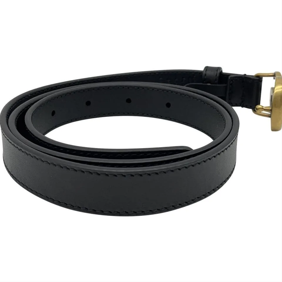 Gucci Black Marmont Gg Thin Leather 85 34 Belt