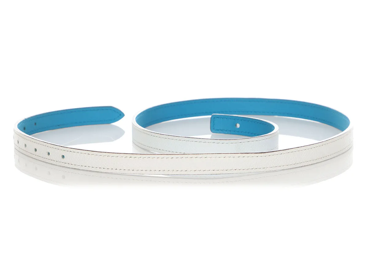 Hermès White and Blue Reversible Belt Strap 13mm