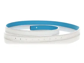 Hermès White and Blue Reversible Belt Strap 13mm