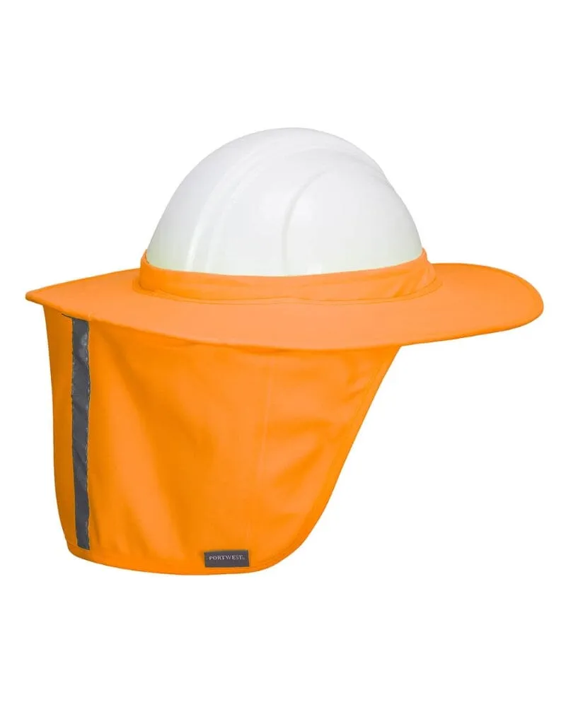 Hi Vis Hard Hat Brim With Neck Shade - Orange