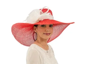 Ivy Wide Brim Floppy Dot Hat Red