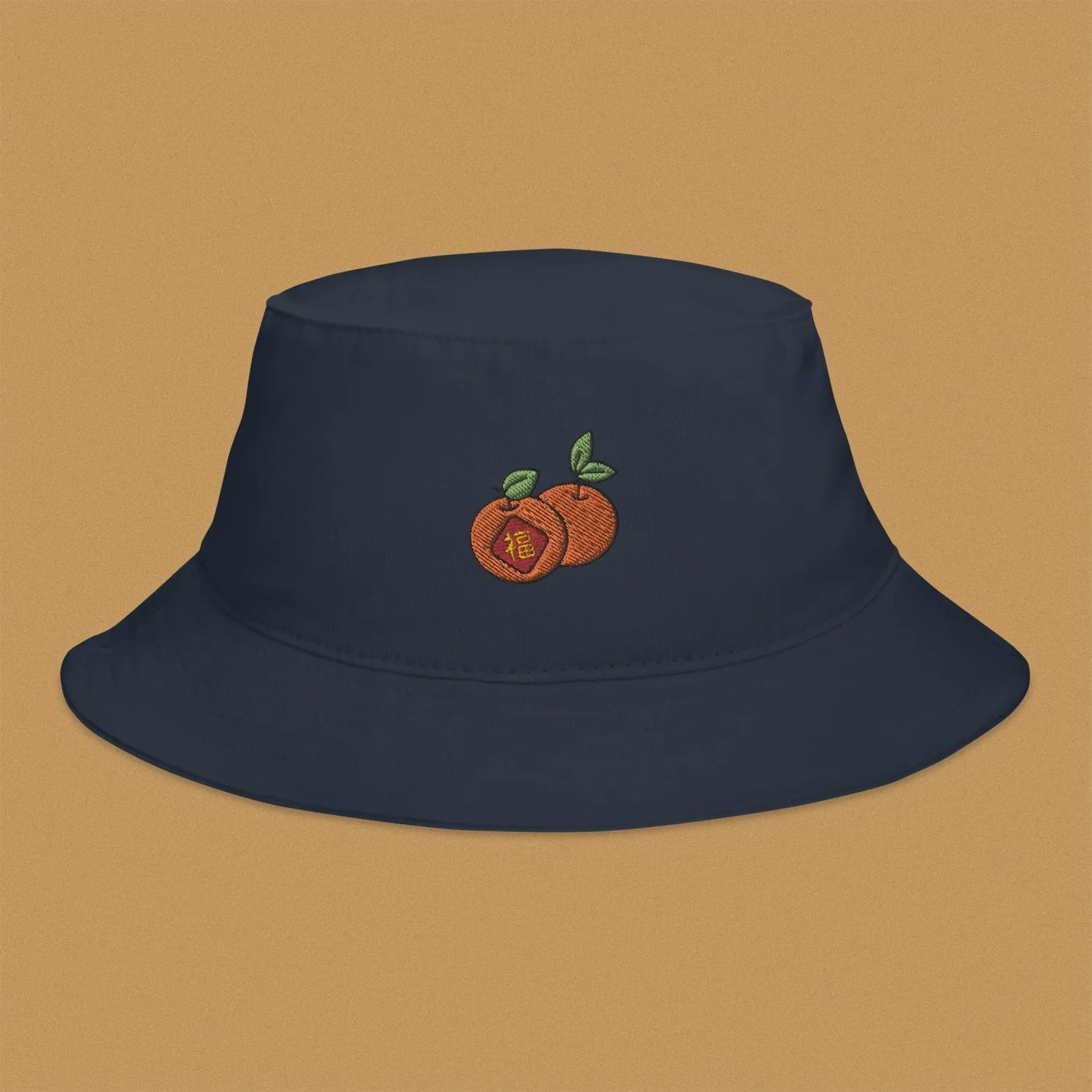 Mandarin Orange Embroidered Bucket Hat