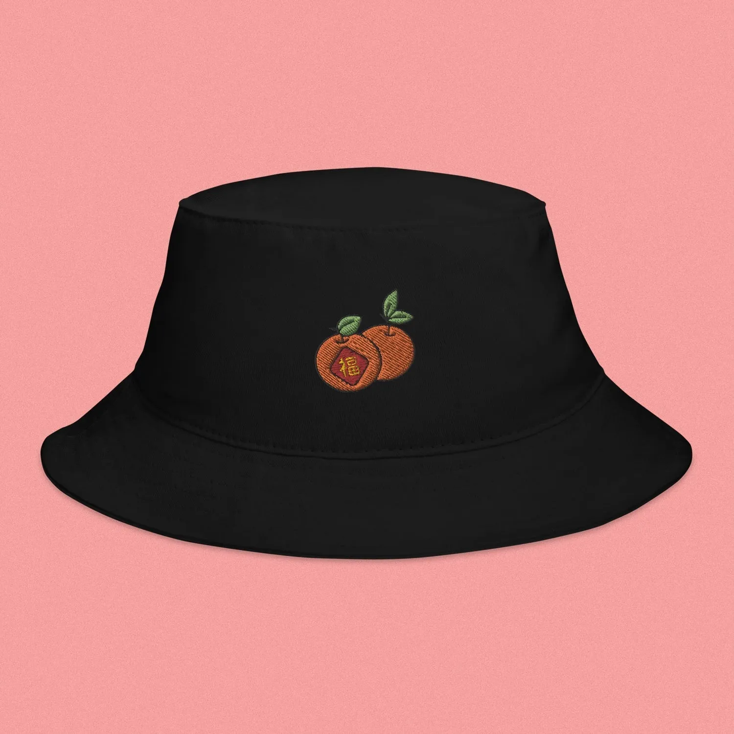 Mandarin Orange Embroidered Bucket Hat