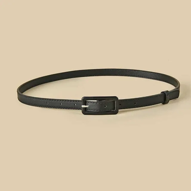 Multi-color Lady's Slender Thin Belt Square Head Pin Buckle Women Waist Belt Elastic Waist Belt Candy Color Jeans Buckle Belt