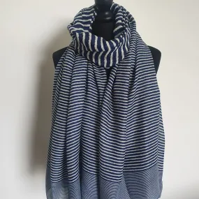 Navy Blue & White Stripe Coastal Scarf