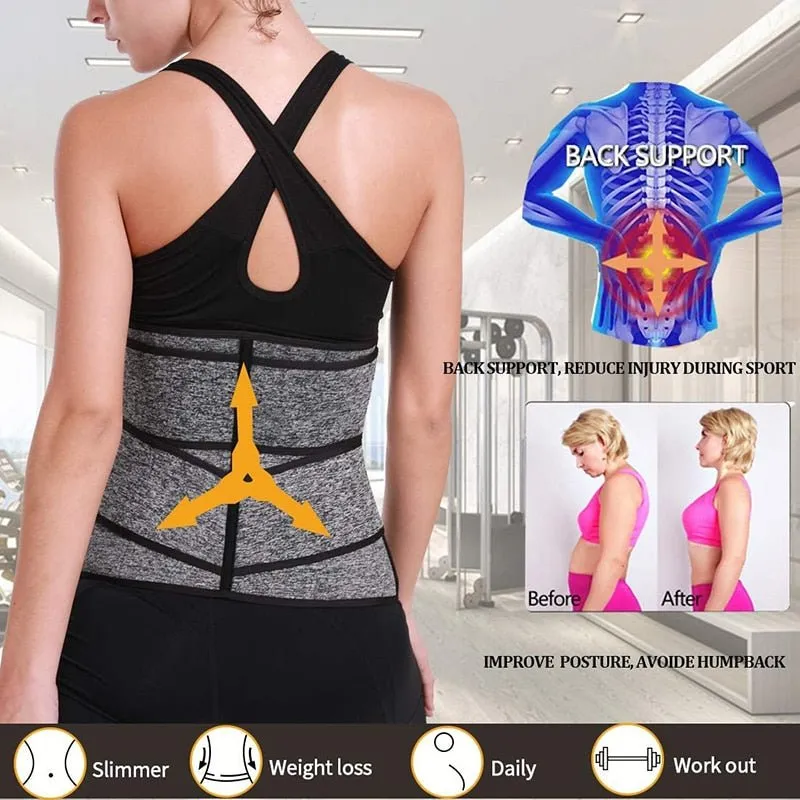 Neoprene Sweat Waist Trainer - Body Shaper for Women with Two Belts