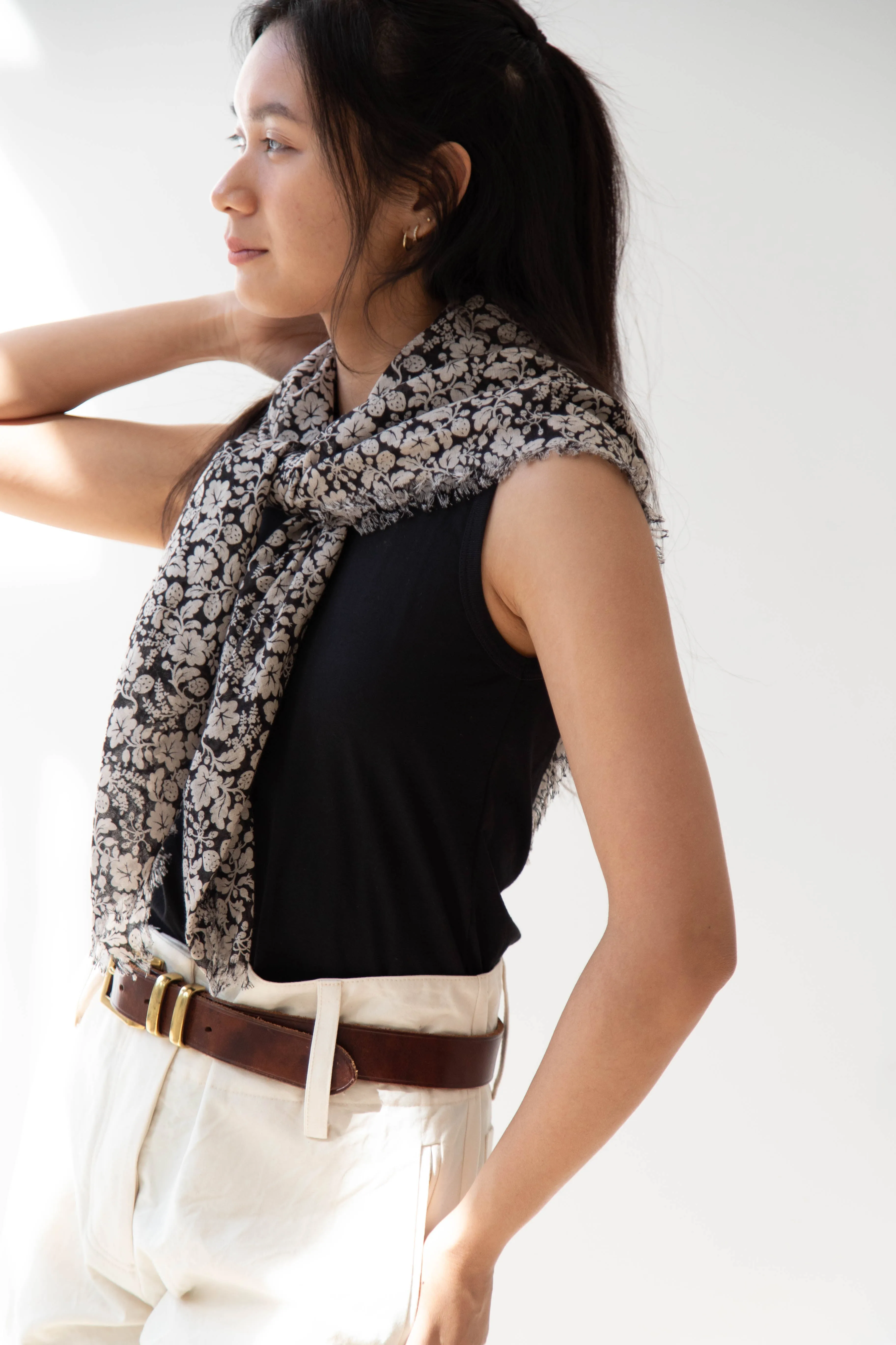 Old Man's Tailor | Wild Berry Print Scarf in Flax