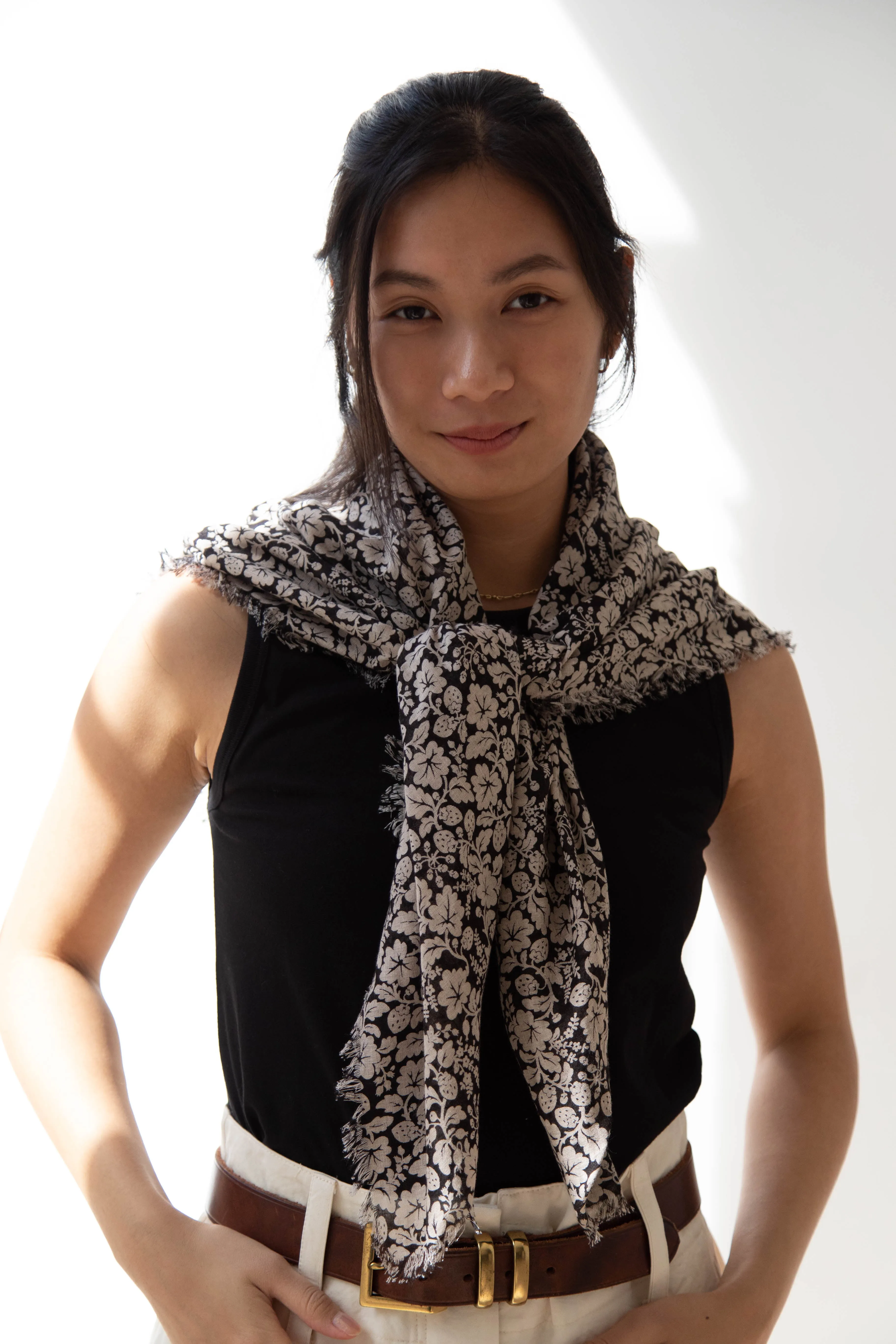 Old Man's Tailor | Wild Berry Print Scarf in Flax