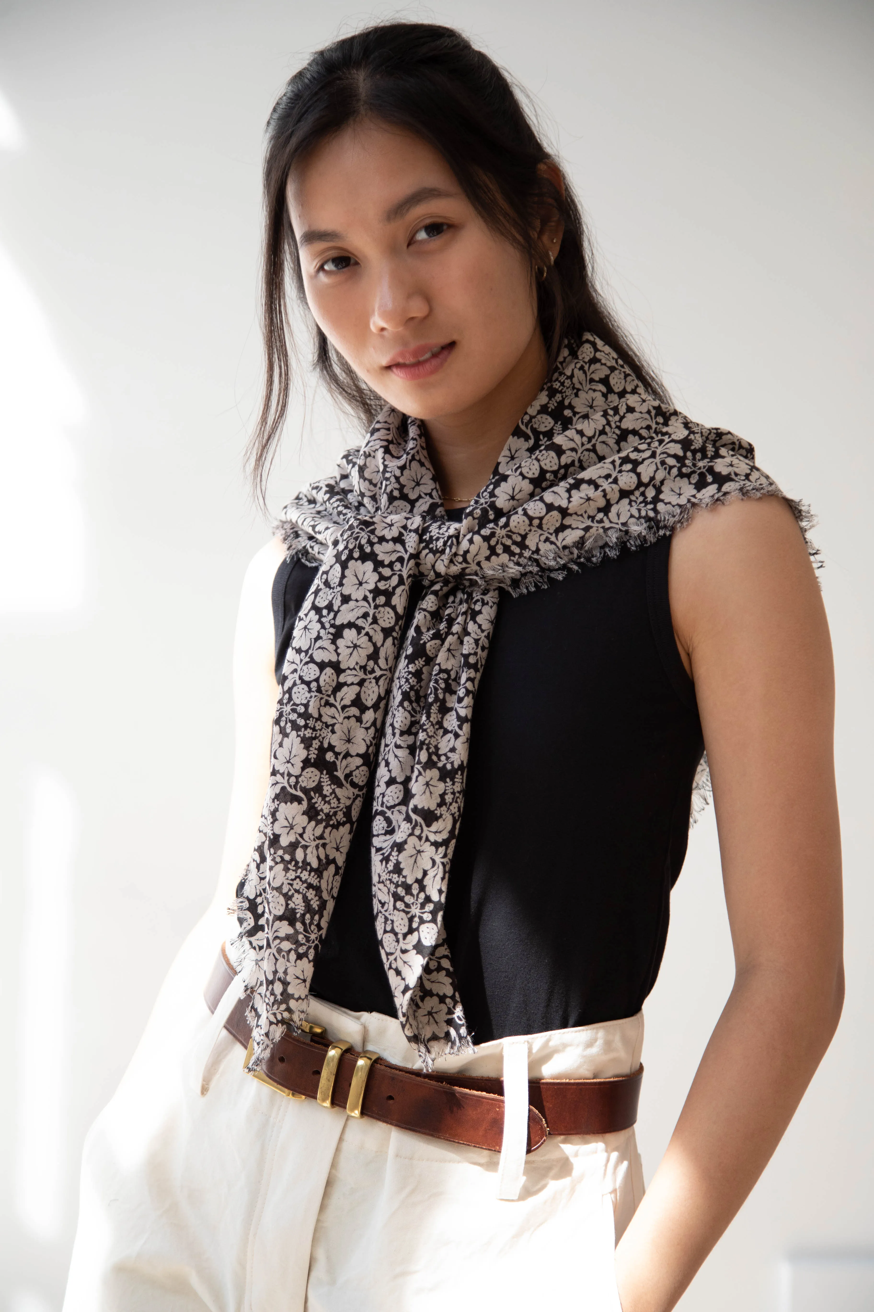 Old Man's Tailor | Wild Berry Print Scarf in Flax