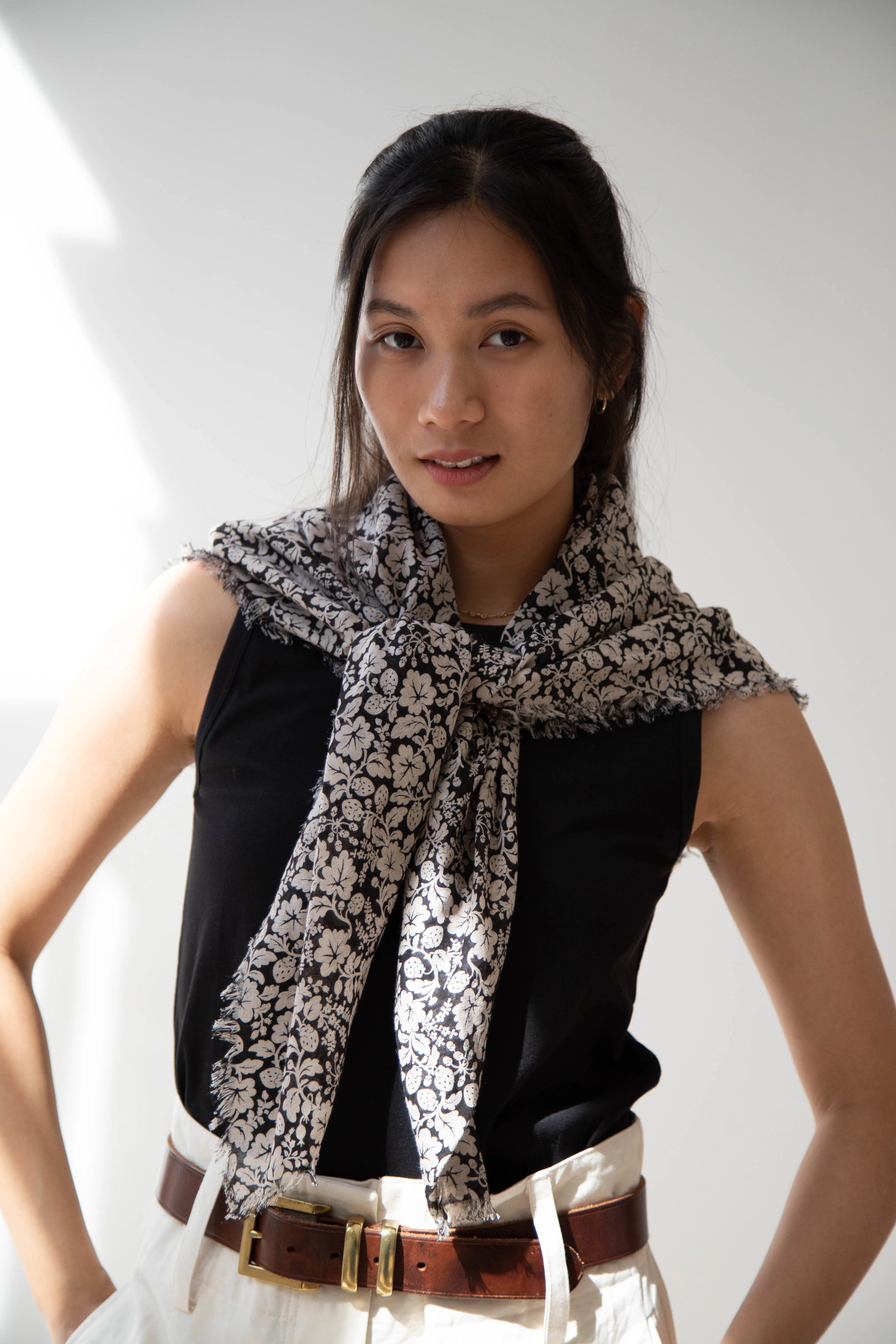 Old Man's Tailor | Wild Berry Print Scarf in Flax