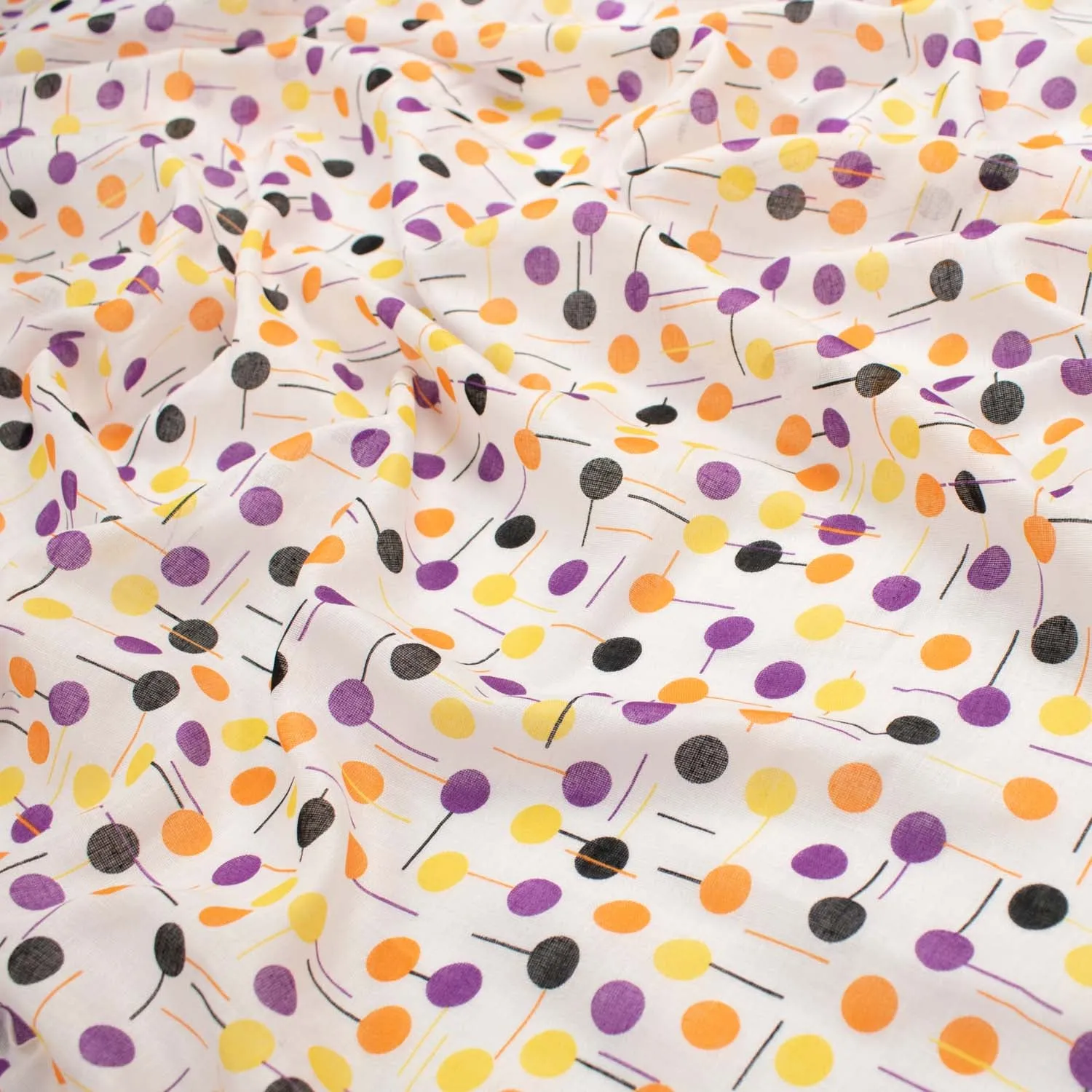 Printed Voile Purple & Yellow Dots