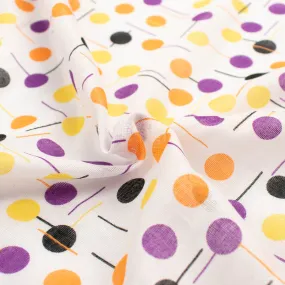 Printed Voile Purple & Yellow Dots