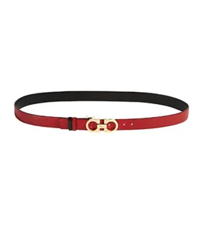 Reversible and Adjustable Gancini Belt Lipstick Red/Black