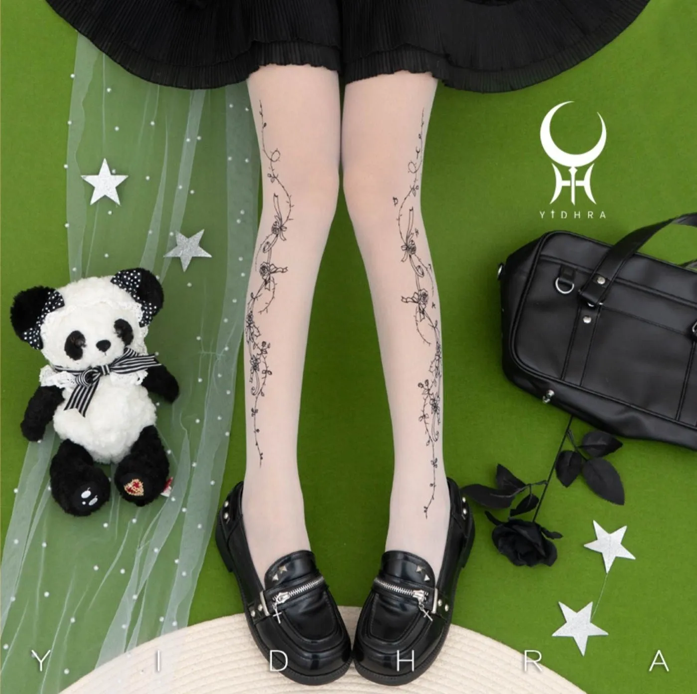 Rose Story Dream Witch Black & White Stockings Pantyhose Garment