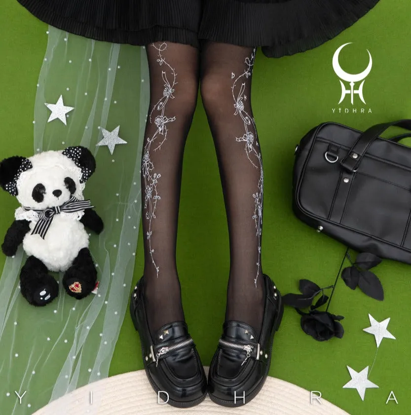 Rose Story Dream Witch Black & White Stockings Pantyhose Garment